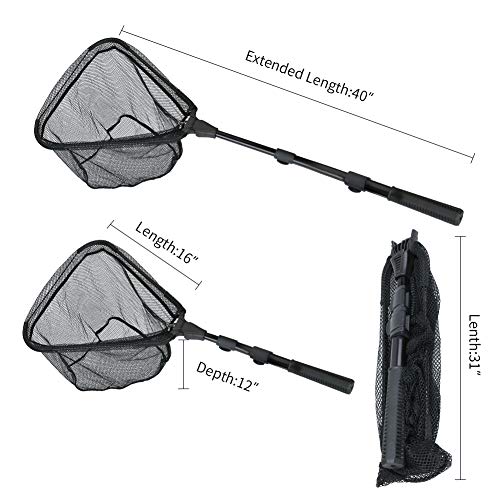 Fishing Landing Net with Telescoping Pole Handle Extends to 63 inches (H: Aircraft-grade Aluminum Handle, 63" Full)
