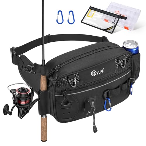 Fishing Tackle Bag Waist Pack with Rod Holder