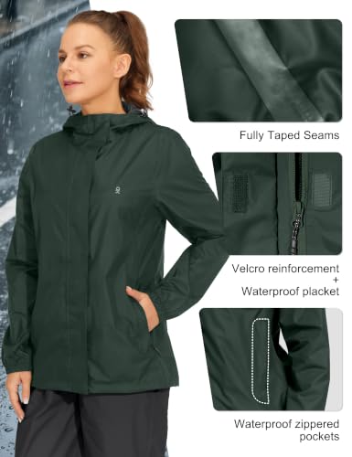 Women's Packable Rain Jacket Dark Forest Green XL (X-Large / Dark Forest Green)