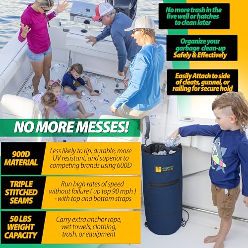 Portable Boat Trash Can (Navy Blue Full)