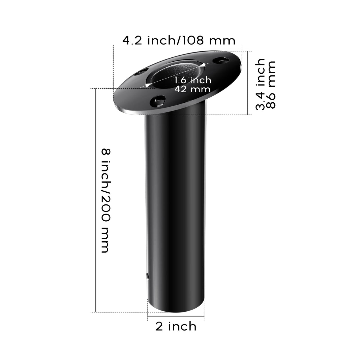 Boat Fishing Rod Holder (PVD Black / 15 Degree)