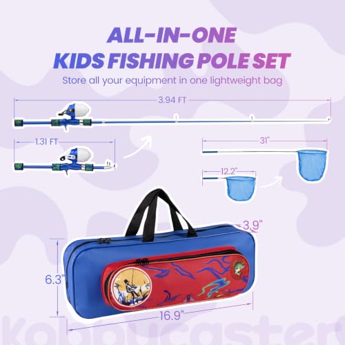 Kids Fishing Pole (Blue & Pink / 3.94-ft Set)