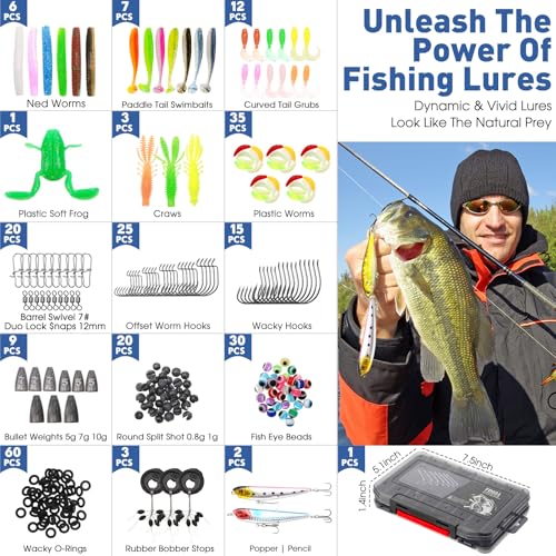 256 Pcs Fishing Backpack with Tackle Box Gears