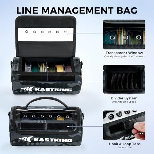 BaitSpace Line Bag Water Resistant Tackle Bag (D: Black Camo-Large)