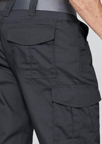 Cargo Work Pants for Men Ripstop Tactical Pants Lightweight Water Resistant EDC Hiking Carpenter Hunting Pants with Multi Pockets Black 42Wx32L (Black / 42W x 32L)