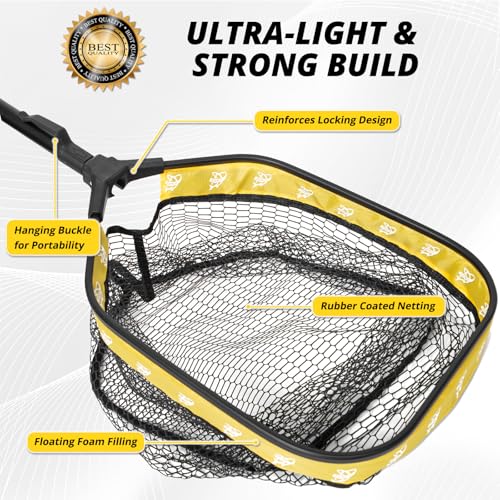 Floating Fishing Net for Fly Fishing (Yellow)