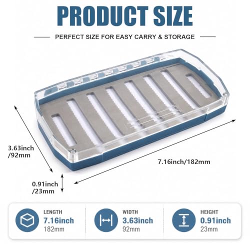 Deep Clear Fly Fishing Box Magnetic Closure Fly Tackle Organizer (G040A-7.16 × 3.63 × 0.9 inch)