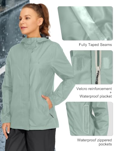 Women's Packable Rain Jacket Dusty Sage Green L (Large / Dusty Sage Green)