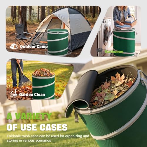 42Gallon Collapsible Trash Can with Hard Bottom for RV Garden (Green / 42 Gallons)