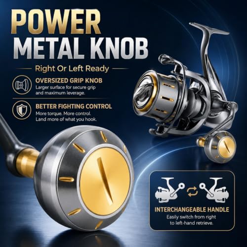 Heavy Duty Spinning Reel Metal Body with CNC Machined Spool 55LB Max Drag 8+1 Bearings Ultra Smooth 4.6 (BP13000 / Large)