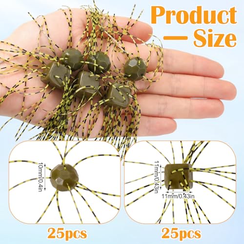 50 Pcs Fuzzy Dice Fishing Lure Dice Baits for Bass (Green)