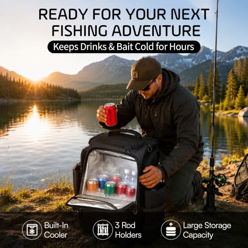 Waterproof Fishing Backpack with Rod Holders (Fishing Backpack Only)