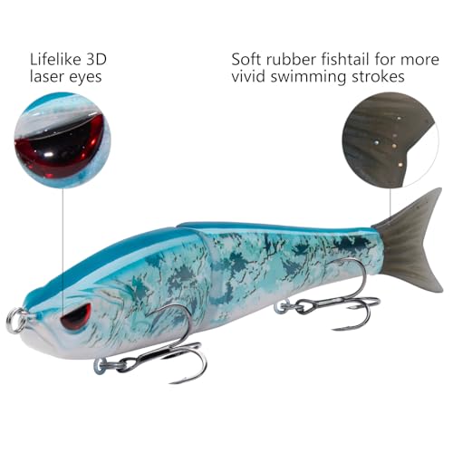SwimShad Glide Baits Jointed Swimbait Bass Pike Salmon Trout Muskie Fishing Lure (Ocean Digital Camo / 4.5in/0.65oz)