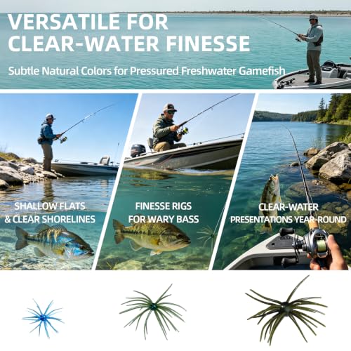 Sea Urchin Baits for Bass Fishing (Blue Flash/Green Pumpkin Pepper/Dark Olive Flash)