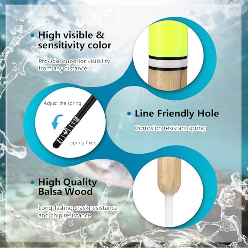 12 Pcs Fishing Float Slip Bobber Wood