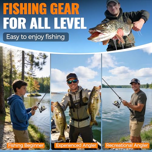 Fishing Rod and Reel Combo Pole Gear Kit Telescopic Beginner (Grey Rod &137pcs Tackle (5.91 ft))