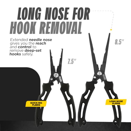 Beyond Fishing Long Nose Pliers 8.5 in (8.5" Long Nose - Yellow)