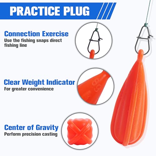 Fishing Practice Plugs Bait Casting Practice Plugs 5 Size Mixed Colors Silicone Weights Fishing Practice Plug for Kids Beginners Improving Throwing Casting Skills