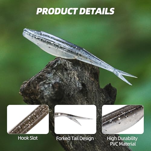 Fork Tail Soft Lures (2.75 Inch-50pcs / Smokin Shad)