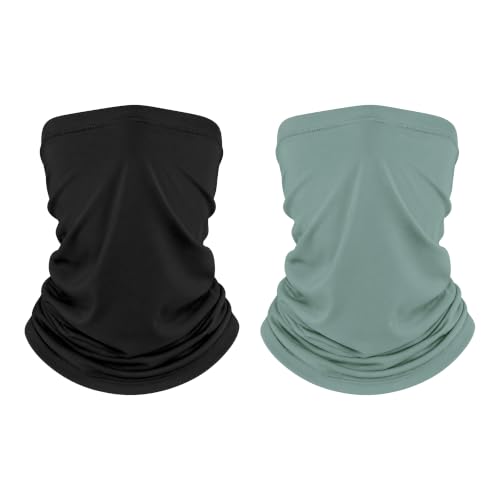 Unisex UPF 50+ Bamboo Viscose Neck Gaiter 2 Pack (Black/Oil Grey)