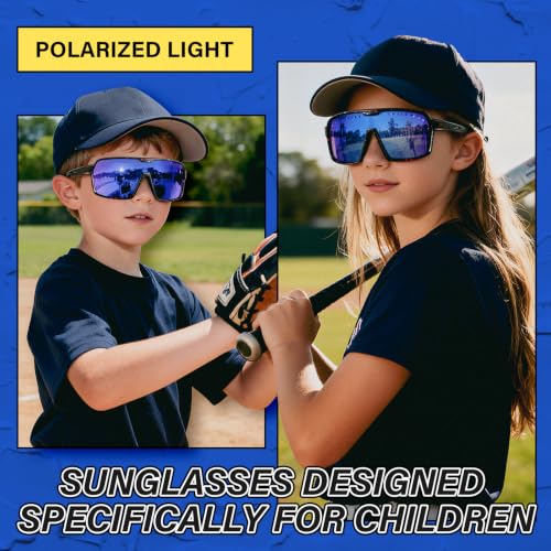 3Pack Polarized Kids Sunglasses UV400 for Youth Softball Running Cycling (7425 - Pink)