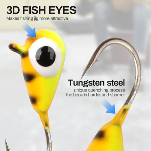 Tungsten Ice Fishing Jigs Lures with Ultra Sharp Hooks for Panfish