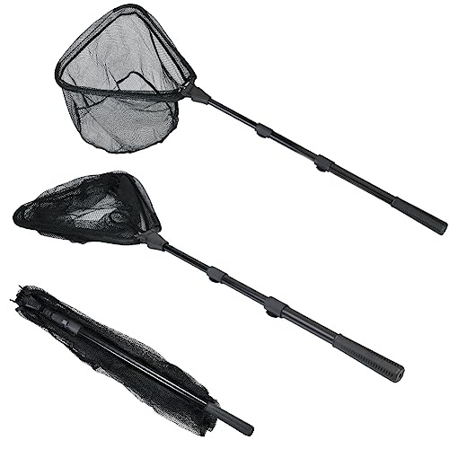Fishing Landing Net with Telescoping Pole Handle Extends to 63 inches (K: Aircraft-grade Aluminum Handle, 82" Full)
