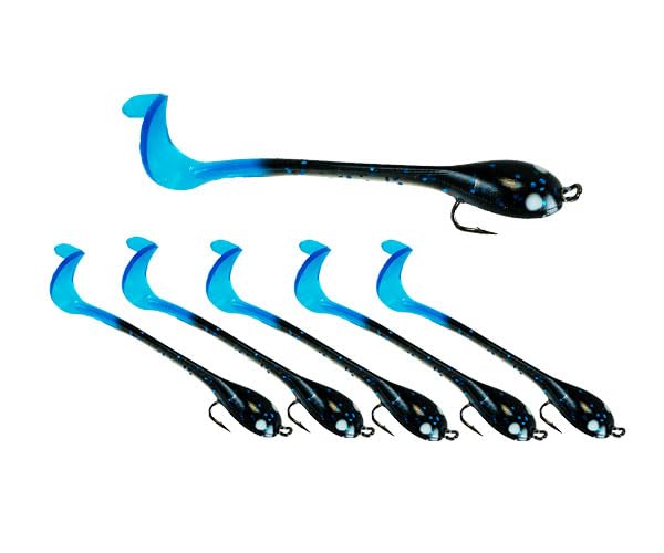 Made in USA Twister Tad Fishing Lures (Black Blue)
