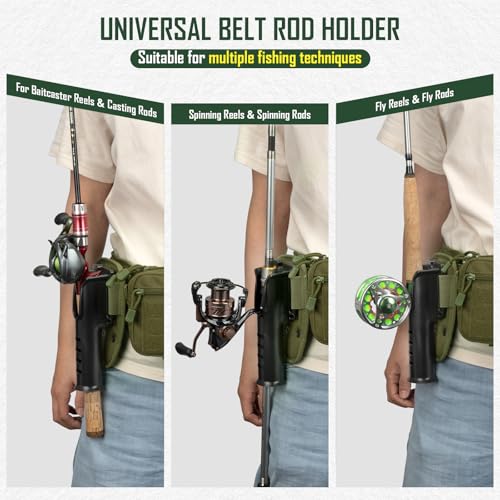 Fly Fishing Fanny Pack with Rod Holder & Adjustable Straps (Green)