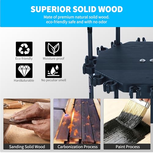 360 Degree Rotating Wood Fishing Rod Holder