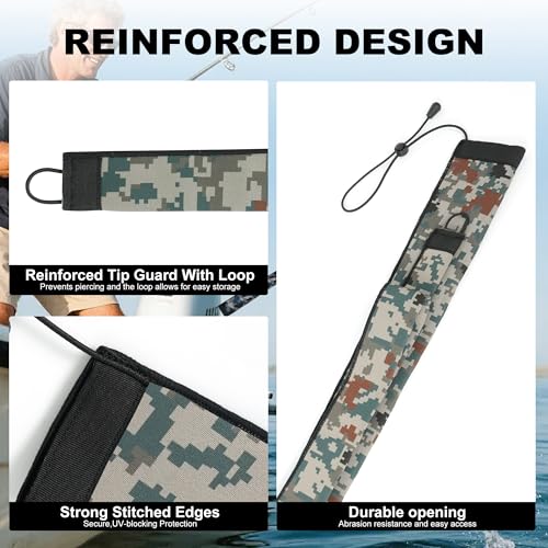 Neoprene Fishing Rod Sleeve Rod Socks for Casting (75" / 2-Digital Camo)