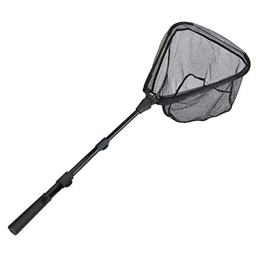 Fishing Landing Net with Telescoping Pole Handle Extends to 63 inches (H: Aircraft-grade Aluminum Handle, 63" Full)
