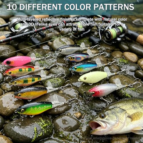 Topwater Fishing Lures with Rotating Tail