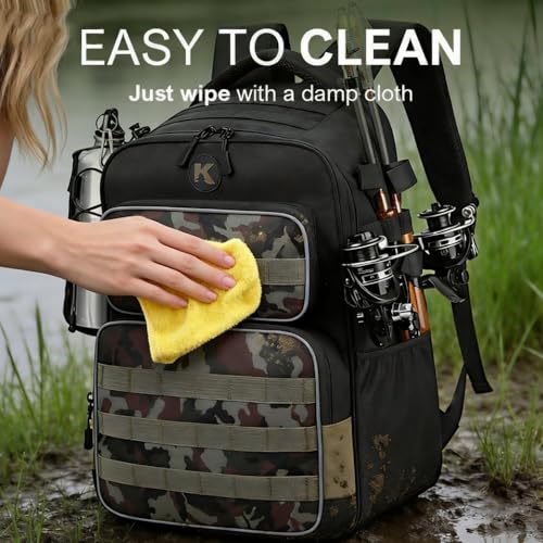 Fishing Backpack with Rod Holder Lightweight Water Resistant Tackle Backpack for Freshwater or Saltwater Large Storage High (DYB-35L-002 / 35L)
