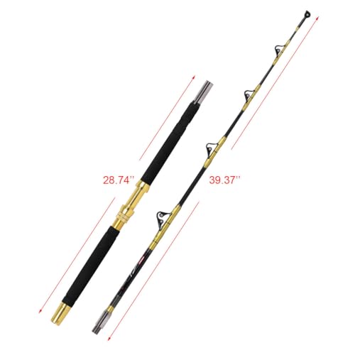 1 Piece 2 Piece Saltwater Fishing Rod Trolling Rod Big Game Boat Conventional Roller Guide Deep Drop Stand (5' 6“- 2pc - 50-80lbs)