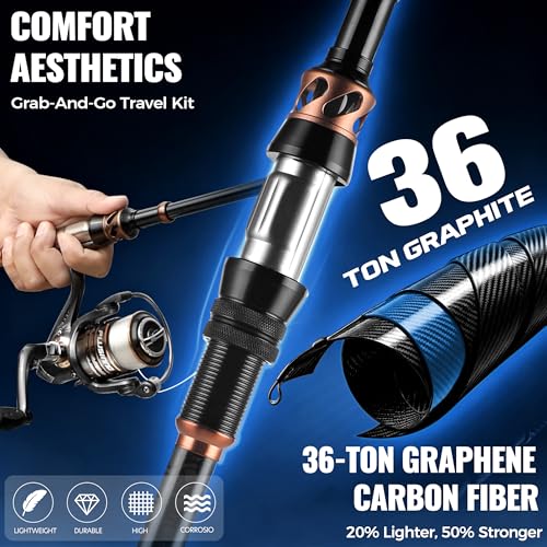 Fishing Rod and Reel Combo with Telescopic Fishing Pole (SILVER / 6.89 ft)