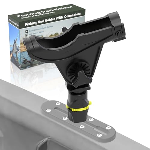 Track Mount Fishing Rod Holder with 360° Adjustable Kayak Track Adapter for Kayak & Boat