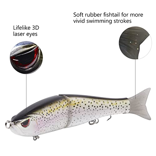 SwimShad Glide Baits Jointed Swimbait Bass Pike Salmon Trout Muskie Fishing Lure (Rainbow Trout + Striper + Firetiger / 4.5in/0.65oz)