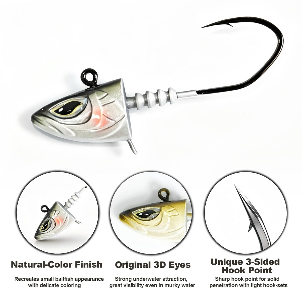 5Pcs Saltwater Jig Heads with Lifelike Finish (5 Colors Set / 1-3/4oz - 5Pcs)