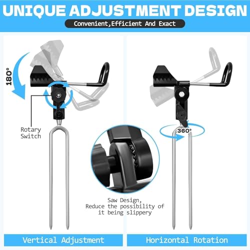 Fishing Rod Holders for Bank Fishing (Black -2 Pack)