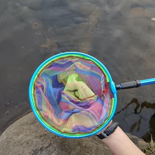 FishingNet2PieceSetRetractableNet forCatchingFrogs andTadpoles (Blue+Green / 68.5)