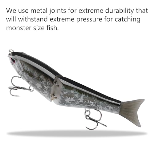 SwimShad Glide Baits Jointed Swimbait Bass Pike Salmon Trout Muskie Fishing Lure (Night Digital Camo / 7in/2.2oz)