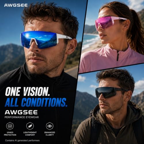 3 Pack Polarized Sports Sunglasses UV400 (A7-white Blue+grey Blue+pink)