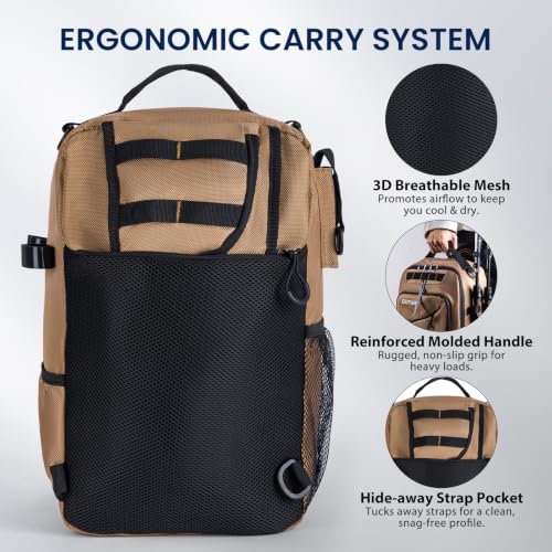 Khaki Fishing Bag w (Khaki / 1680d Double-strand Pu Backpack + (3)3600 Trays)