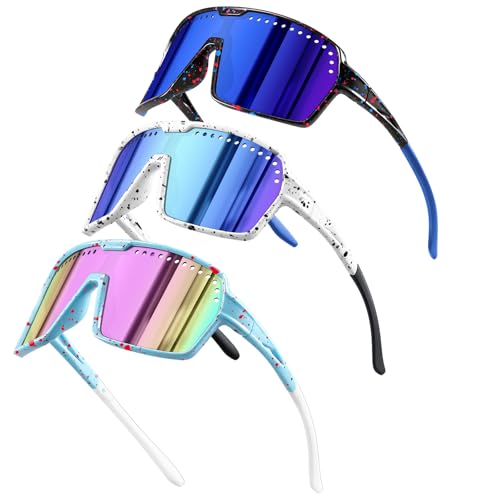 3Pack Polarized Kids Sunglasses UV400 for Youth Softball Running Cycling