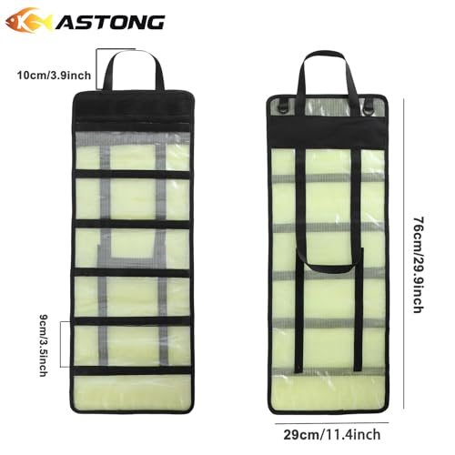 Fishing Lure Stroage Bag Covenient 6 Pocket Large Capacity PVC Heavy Duty Protective Cover Durable Fishing Bag for all Fishing Bait Trolling Fishing Lure Wraps Box for Saltwater (Yellow / 1pc)