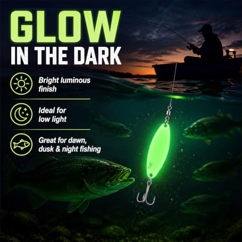 15 Pcs Glow in The Dark Fishing Lures with Treble Hook Jigs