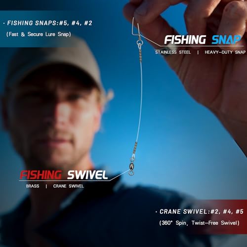 Fishing Fluorocarbon Leader with Crane Swivel and Snaps