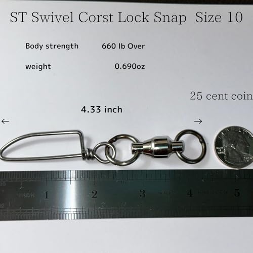 Ball Bearing Swivels with Coastlock Snap Fishing Swivel Made in Japan (#10 (661lb Over) 5pcs)