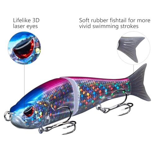 SwimShad Glide Baits Jointed Swimbait Bass Pike Salmon Trout Muskie Fishing Lure (Pink/Silver / 7in/2.2oz)